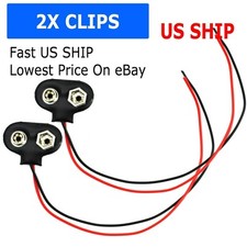 New Pack of 2x  9V Battery Connector Snap Clip Wire Connector Lead Holder T Type picture