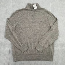 J.Crew Sweater Adult Medium Heather Gray Quarter Zip Pullover Cotton Mens M NEW picture