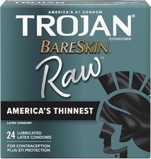 TROJAN BareSkin Raw Thin Condoms, Lubricated Thin Condoms, 24 Count Pack. picture