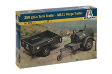 Italeri 229 250 Gallon Tank Trailer & M101 Cargo Trailer 1/35 Scale Model Kit picture