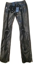 NWT Guapi Limited Ed. Skeleton Pants Black Vegan Leather Streetwear Sz 38Y2K picture