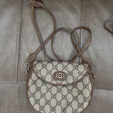 GUCCI Vintage Mini Shoulder Bag GG Monogram PVC Leather Brown USED from Japan picture