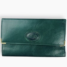 Vintage Princess Gardner Wallet Leather Green Trifold Checkbook Credit Card picture