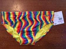 Speedo Eco Endurance Brief 32 Rainbow Tide PR Pride Wavy Stripe NWT picture