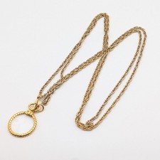 Chanel Necklace Pendant, Coco Mark Magnifying Glass Gold Chain Vintage picture