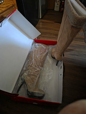 GUESS GWEDESIA Brown Suede Knee High Boots Buckle Accent Women's US 8.5 M picture