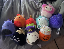 Squishmallows Mini Clips Lot of 9 - Bigfoot Halloween Cat Bat Owl Monster picture