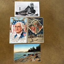 4 Antique Vintage Postcards RPPC Iowa George Washington Christmas Michigan picture