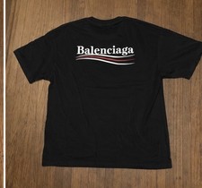 Balenciaga Black Logo Graphic Print Cotton Crewneck T-Shirt Mens 2XL picture