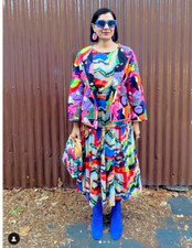 Brand New gorman  felt long dress size 10. 12 fit too picture