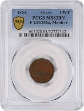 1864 Civil War Token Patriotic Monitor 241/336a MS63BN PCGS picture