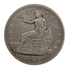 Rare 1876 Us Silver Trade Dollar Vf+ Philadelphia Mint picture