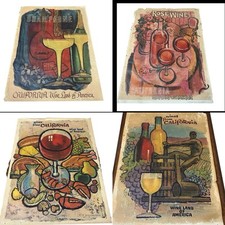 VTG Original Amado Gonzalez Wines from California Wine Land America Poster Lot 4 picture