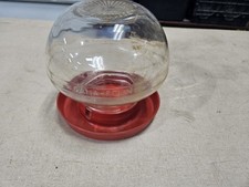 Vintage Sana-Fount Chicken Foul Poultry Waterer Clear Glass, Plastic Base picture