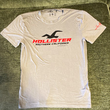 Hollister Men's White Sport Knit Logo Graphic Print Crew Neck T-Shirt Size XS picture