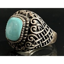 Vintage Sterling Silver Turquoise Statement Ring  Size 8 picture