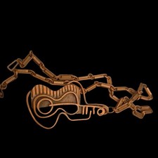 Vintage Rebajes Copper Guitar Necklace w/ Original Chain – Mid Century Modernist picture