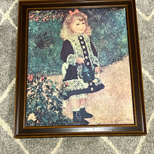Antique Renoir Framed Portrait Print of Young Girl, Children Art - Single Piece picture