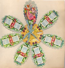 1874 die cut fan style calendar picture
