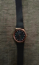 BERING Classic Women's Quartz Black Dial Rose Gold Mesh Band 30m Watch picture