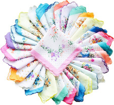 Cocousm Womens Vintage Floral Print Cotton Handkerchiefs Bulk picture