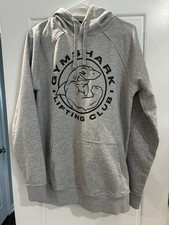 Gymshark Men's M Gray Cotton Knit Pullover Hoodie Logo Graphic Pockets picture