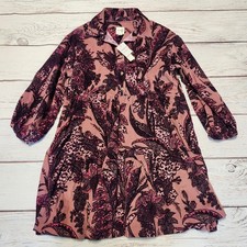 Maeve for Anthropologie Corduroy Tiered Mini Floral Purple Shirt Dress XS NWT picture