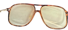 Vintage Luxottica Alan Eyeglass Frames Amber Italy 140 Double Bridge Aviator picture