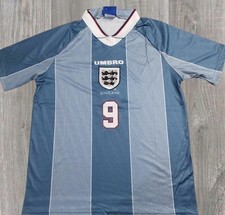 1996 England Away Retro Football Shirt #9 SHEARER Euro 96 Replica Jersey XXL picture