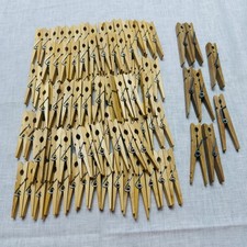 Vintage Wooden Clothespins Spring Clip Laundry Pegs Lot of 97 Crafting Hanging picture