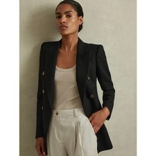REISS Lana Twill Wool Blend Double Breasted Jacket Size US 10 picture