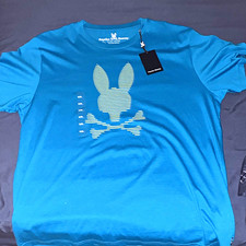 Psycho Bunny Men's Blue Logo Graphic Crew Neck Short Sleeve T-Shirt XL NWT picture