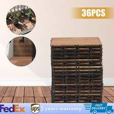 36Pcs Hardwood Interlocking Patio Deck Tiles Wood Flooring DIY Outdoor 12''x12'' picture