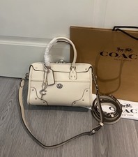coach Rhyder Satchel Bag 24 CFN69 white Glazed Leather brand new picture