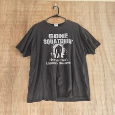 Gone Squatchin Bigfoot T-Shirt Black XL Graphic Tee Sasquatch PNW Funny Tee picture