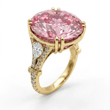 RARE 5.00 Ct Certified Round Cut Pink Natural Diamond Ring Yellow Gold Finish picture