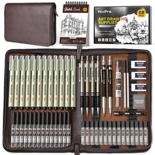 Nicpro 58PCS Art Drawing Supplies in Leather Case picture
