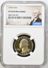 1974 S Proof Washington Quarter Graded NGC PF-69 UCAM w/ G. Washington Label picture