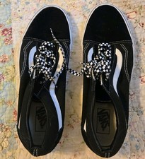 Vans Old Skool Black White Sneakers Size 11.5 Mens Checkered Laces Excellent picture