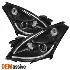 Black Fits 10-12 Altima 4Dr Sedan Light Tube DRL LED Halo Projector Headlights picture
