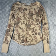 Wallflower Women's Long Sleeve Soft Thermal Floral Printed Shirt Top Large NWT picture
