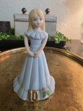 Vintage Enesco Growing Up Birthday Girls Age 10 Figurine Blue Dress 1981 picture