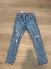 Levi's Premium Distressed Light Blue Denim Jeans W26 L28 picture