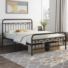 Queen Modern Metal Platform Bed Frame Black Steel 44