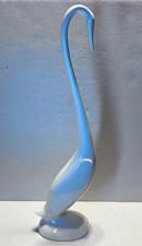 Vintage MCM Minimalist White Ceramic Crane Figurine Signed MJK Heron Egret Art picture