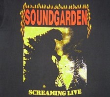Soundgarden 1989-90 Screaming Live Vintage Black All Size Unisex Shirt picture