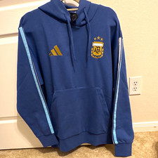 adidas Argentina AFA Men's Soccer Pullover Hoodie Sweatshirt Blue Size L picture