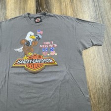 Vintage Harley Davidson Shirt Mens XXL Gray Dont Mess With US Boxing Eagle 90s picture