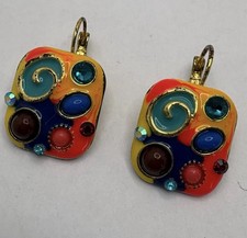 Vintage Michael Golan Painted Confetti Earrings picture