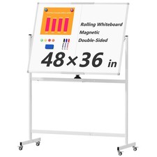 Large Rolling Whiteboard on Wheels, 48